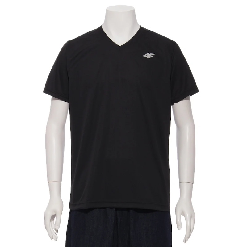 サイズ：M　4F メンズ VネックTシャツ（BLACK）