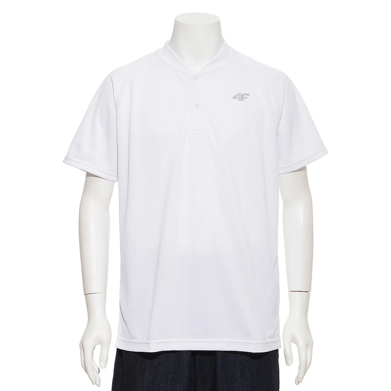 サイズ：M　4F メンズ ヘンリーネックTシャツ（WHITE）