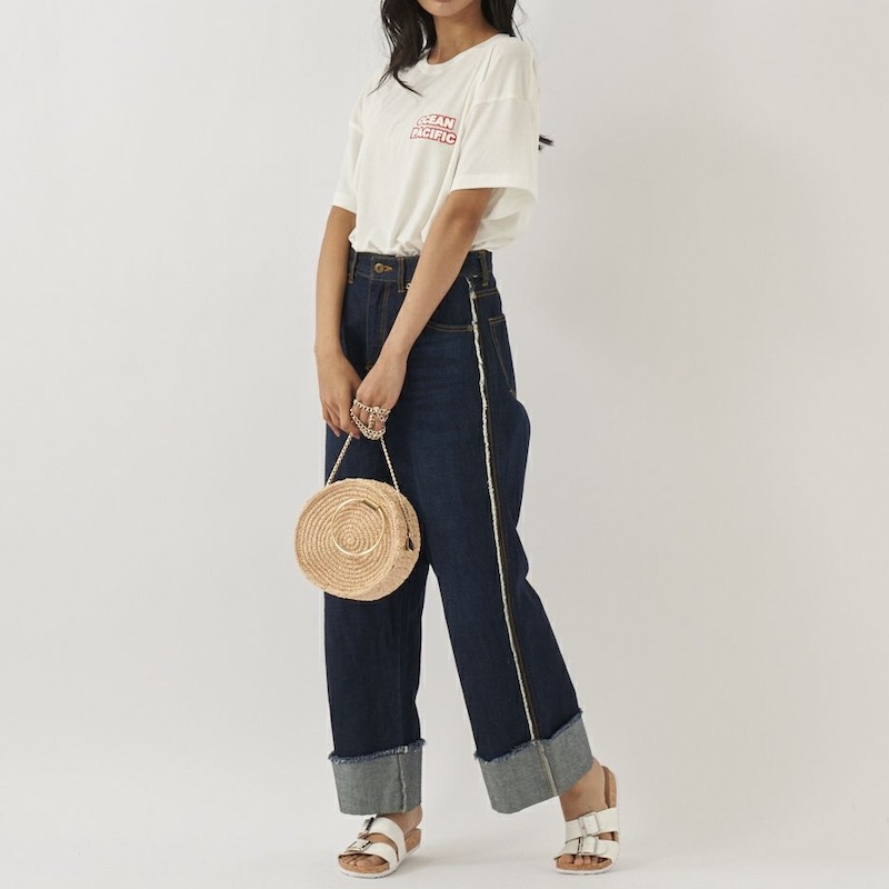  Jeans ブレックファスト バックプリント Tシャツ 送関込 サイズ：L Ocean Pacific レディース ハイブリッドバック