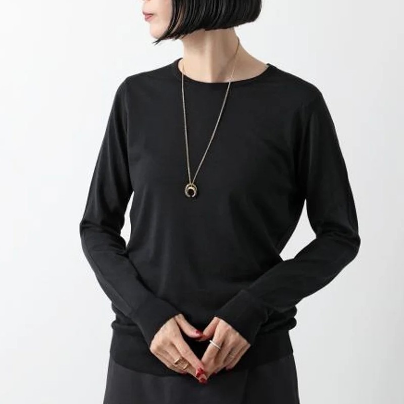 Lサイズ JOHN SMEDLEY GERANIUM クルーネック スリムフィットニット BLACK