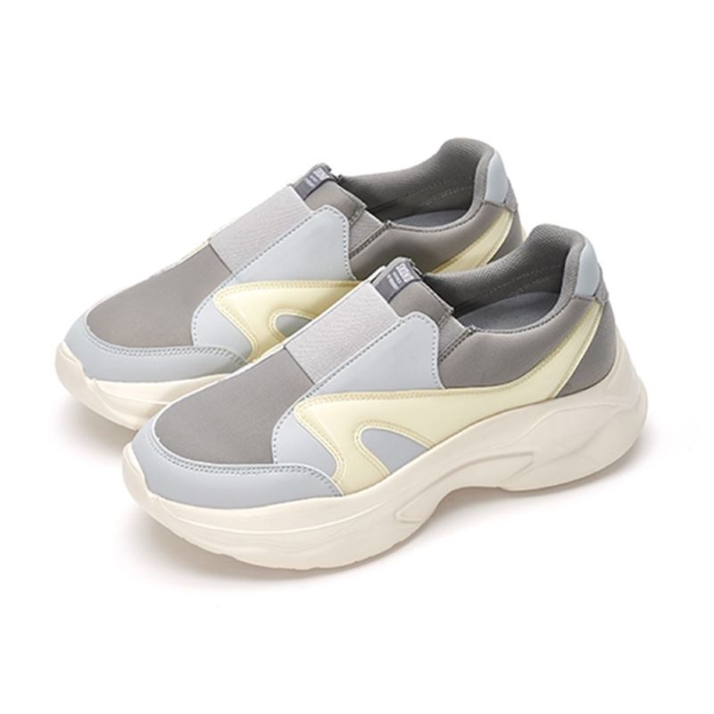 26.0cm SKONO メンズ Oversole Leather Slopon Sneakers（GRAY）